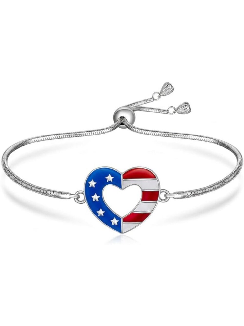 Patriotic Sunflower Bracelet for Women - S925 Sterling Silver 4th of July